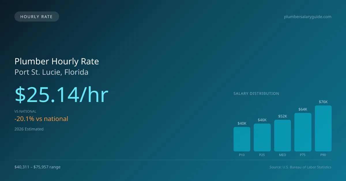Plumber Hourly Rate in Port St. Lucie, FL — 2026 est., based on 2025 BLS