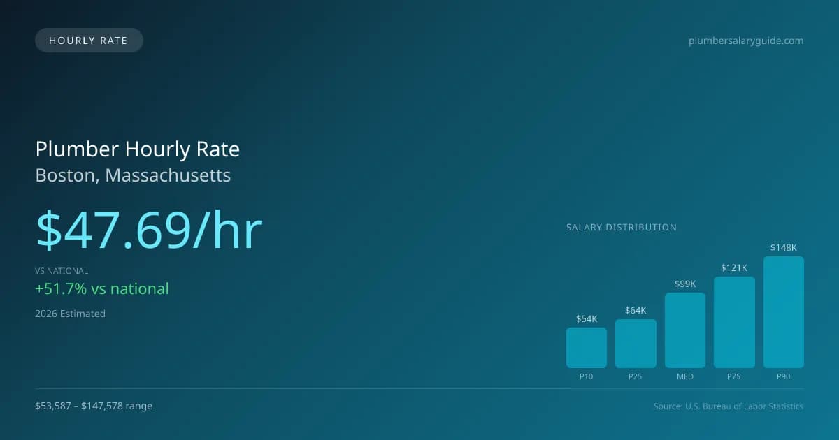 Plumber Hourly Rate in Boston, MA — 2026 est., based on 2025 BLS