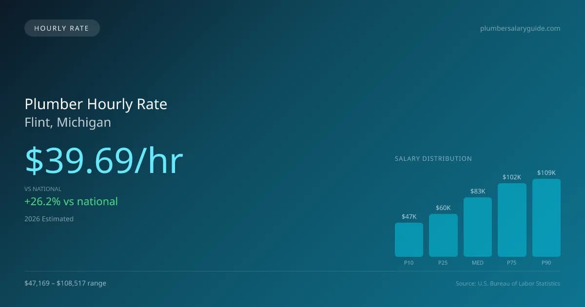 Plumber Hourly Rate in Flint, MI — 2026 est., based on 2025 BLS