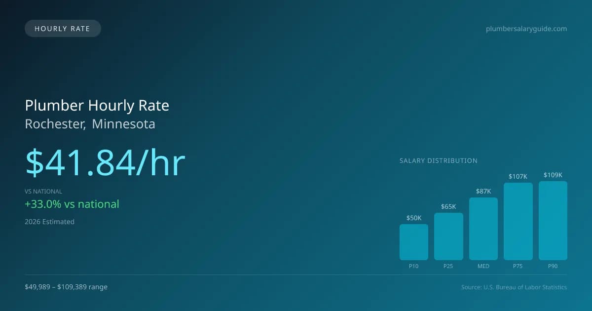 Plumber Hourly Rate in Rochester, MN — 2026 est., based on 2025 BLS