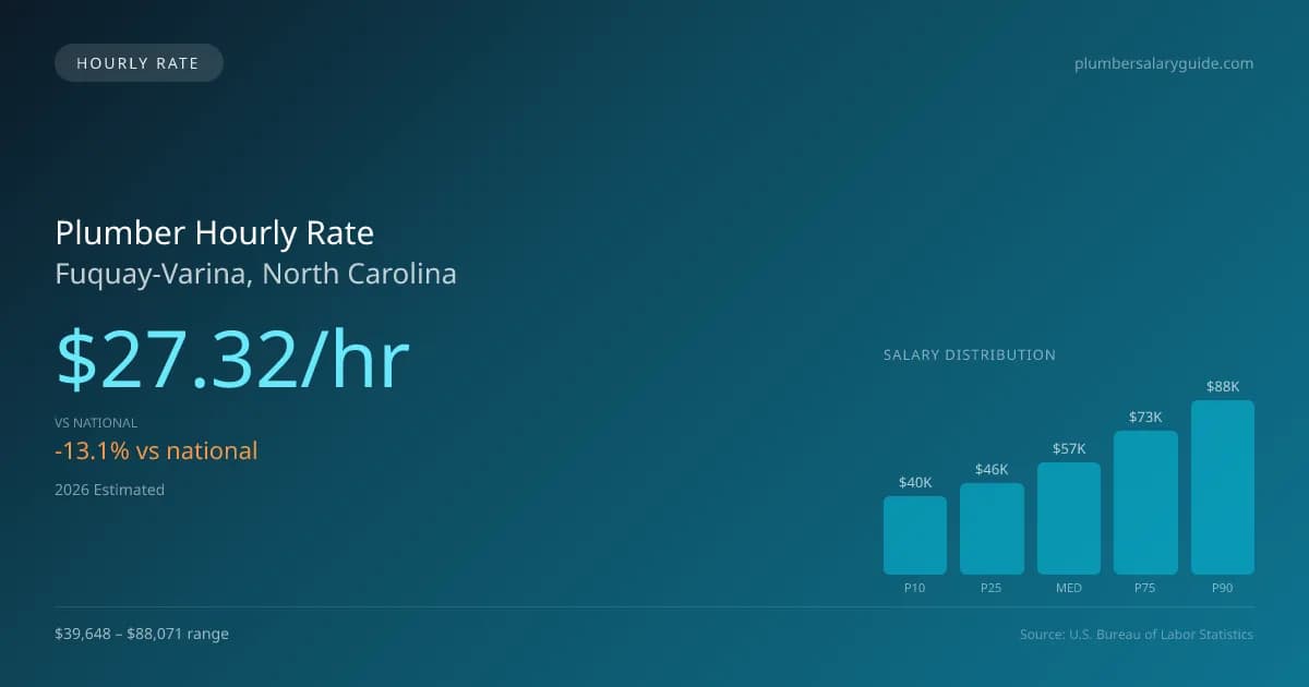 Plumber Hourly Rate in Fuquay-Varina, NC — 2026 est., based on 2025 BLS