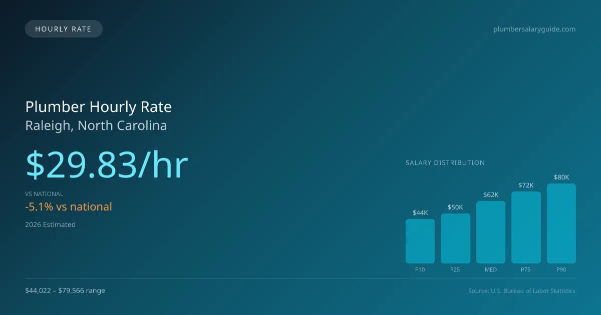 Plumber Hourly Rate in Raleigh, NC — 2026 est., based on 2025 BLS