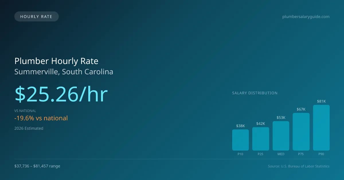 Plumber Hourly Rate in Summerville, SC — 2026 est., based on 2025 BLS