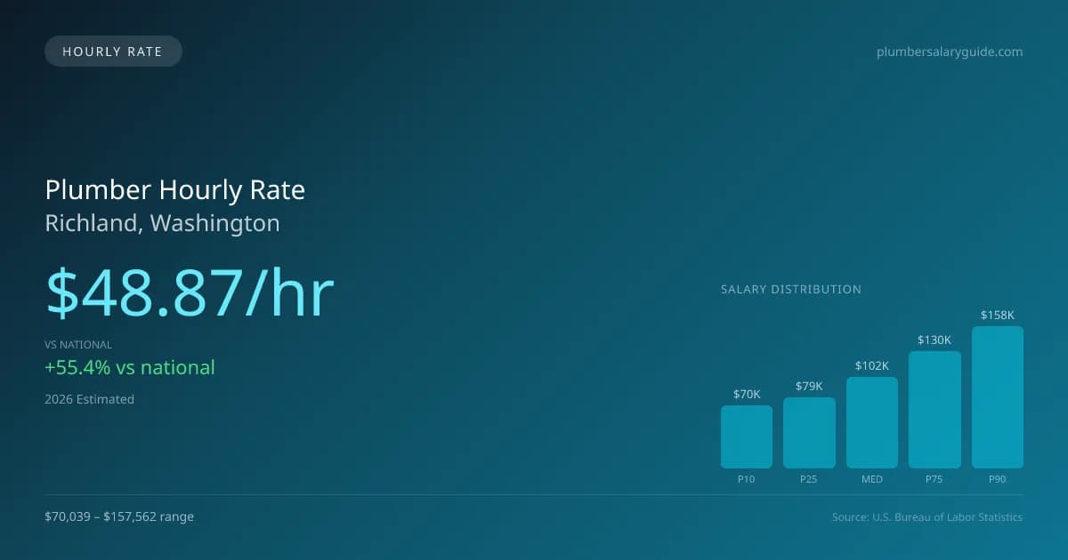 Plumber Hourly Rate in Richland, WA — 2026 est., based on 2025 BLS