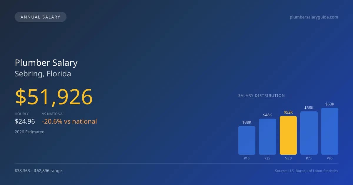 Plumber Salary in Sebring, FL — 2026 est., based on 2025 BLS