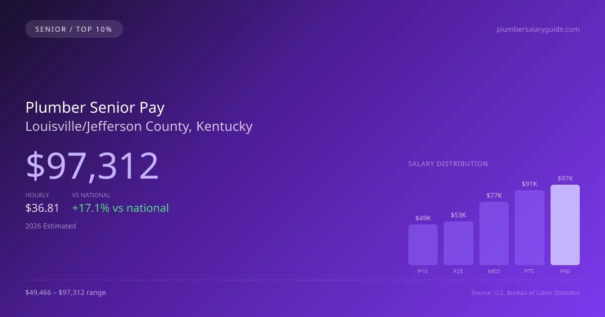 Plumber Senior Salary in Louisville/Jefferson County, KY — 2026 est., based on 2025 BLS