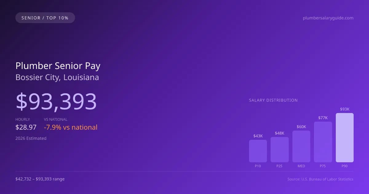 Plumber Senior Salary in Bossier City, LA — 2026 est., based on 2025 BLS