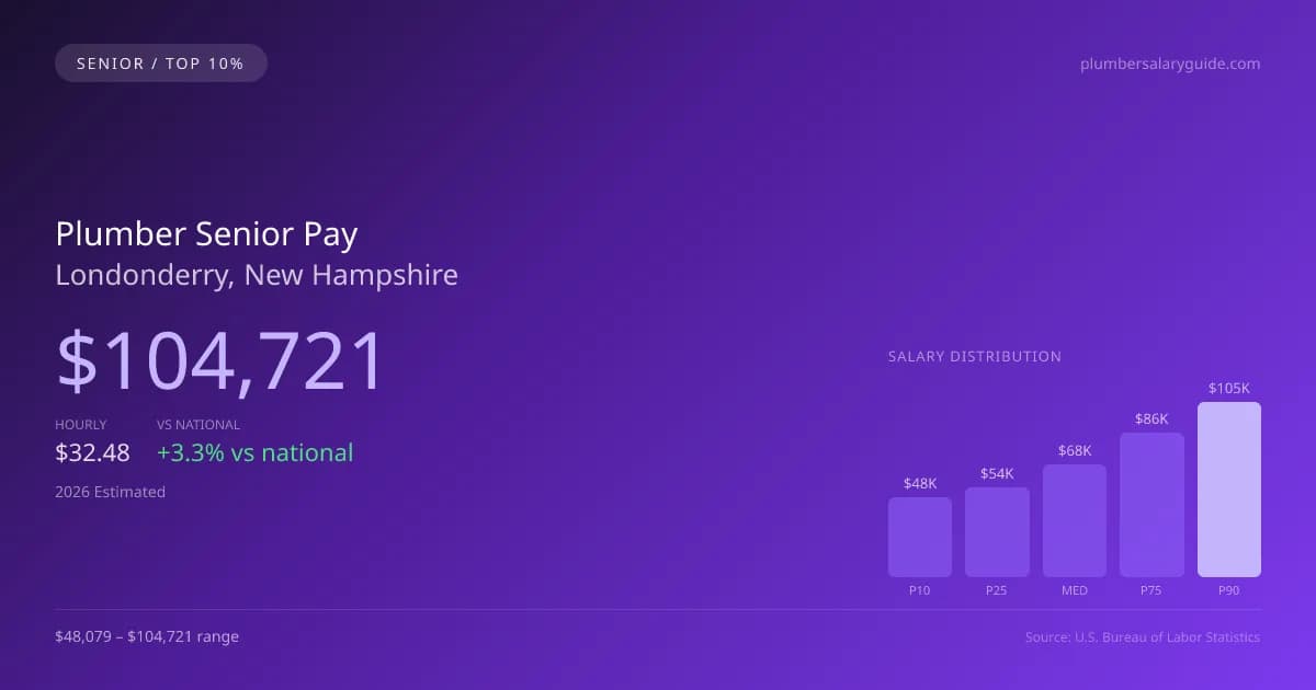 Plumber Senior Salary in Londonderry, NH — 2026 est., based on 2025 BLS