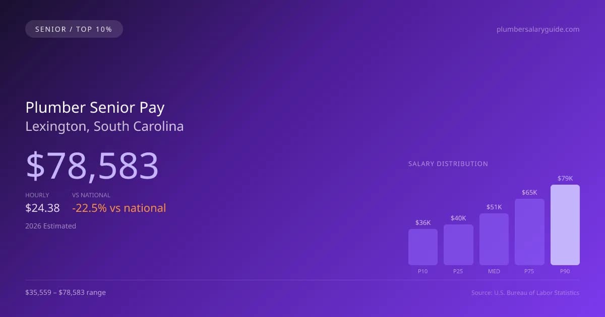 Plumber Senior Salary in Lexington, SC — 2026 est., based on 2025 BLS