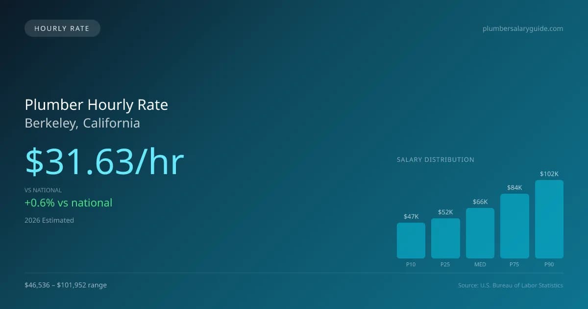 Plumber Hourly Rate in Berkeley, CA — 2026 est., based on 2025 BLS
