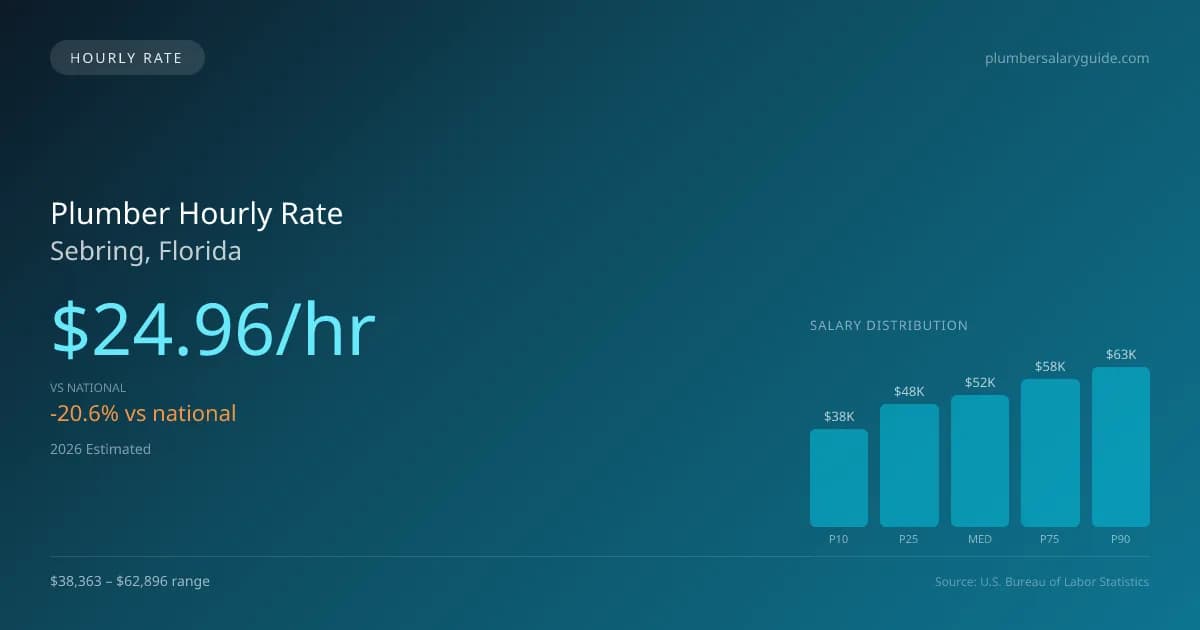 Plumber Hourly Rate in Sebring, FL — 2026 est., based on 2025 BLS