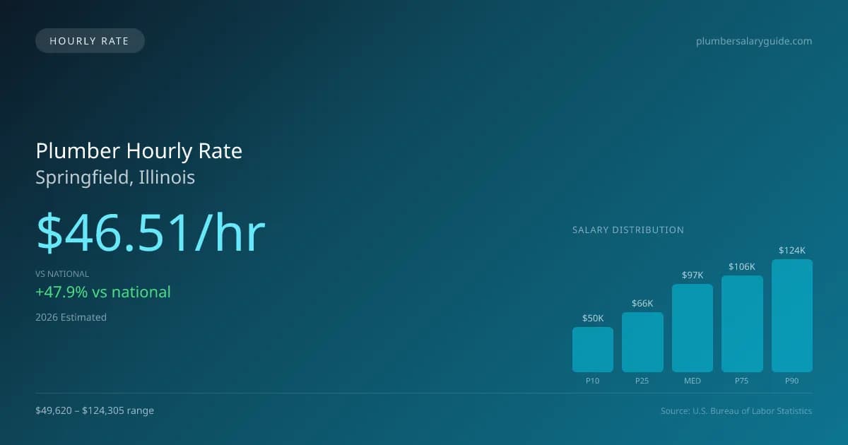 Plumber Hourly Rate in Springfield, IL — 2026 est., based on 2025 BLS