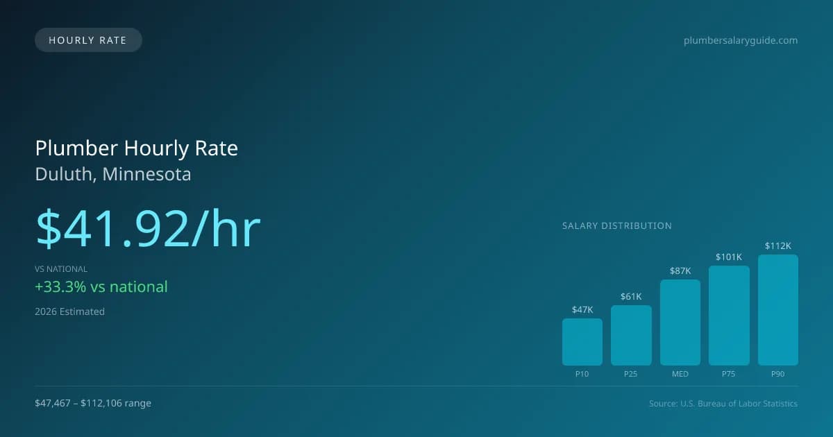 Plumber Hourly Rate in Duluth, MN — 2026 est., based on 2025 BLS