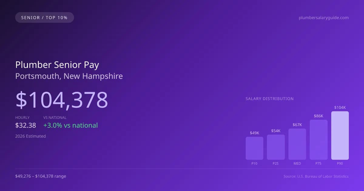 Plumber Senior Salary in Portsmouth, NH — 2026 est., based on 2025 BLS