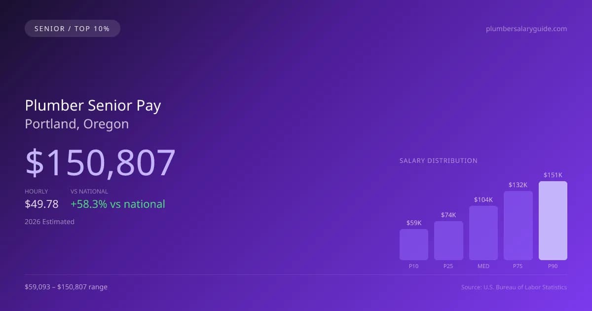 Plumber Senior Salary in Portland, OR — 2026 est., based on 2025 BLS