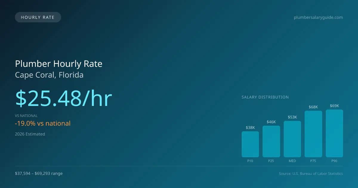 Plumber Hourly Rate in Cape Coral, FL — 2026 est., based on 2025 BLS