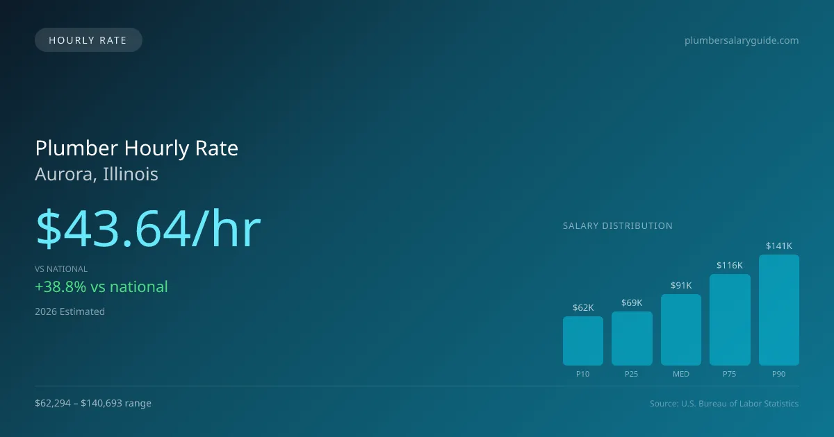 Plumber Hourly Rate in Aurora, IL — 2026 est., based on 2025 BLS