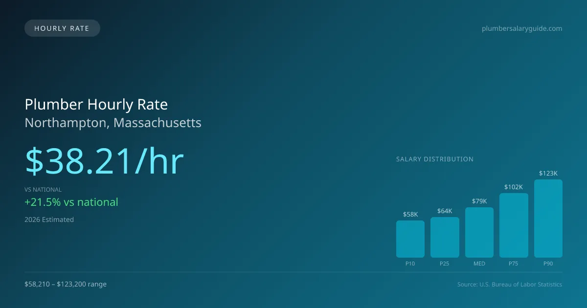 Plumber Hourly Rate in Northampton, MA — 2026 est., based on 2025 BLS